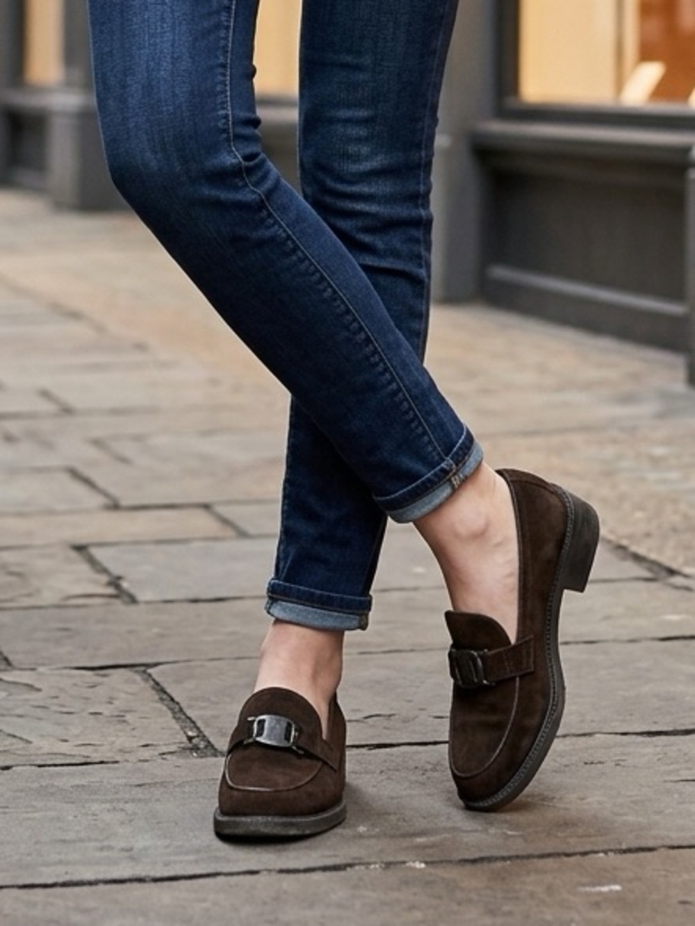 Salvatore Ferragamo Buckle Brown Suede Loafers
